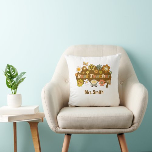 Retro Teacher THrow Pillow