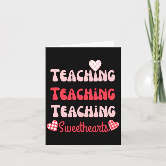 Retro Teacher Valentines Day 2023 Teaching Sweethe Card (Front)