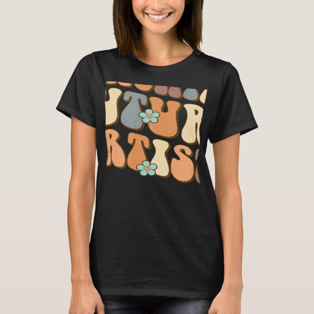 Retro Teaching Future Artists Teacher Students T-Shirt (Front)