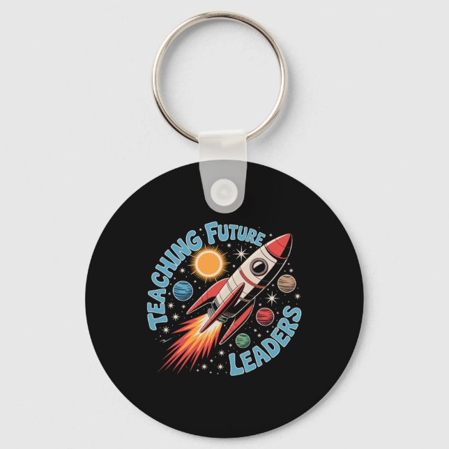 Retro Teaching Future Leaders Fun Back To School T Keychain (Front)
