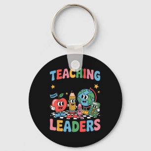Retro Teaching Future Leaders Groovy Teacher Back Keychain
