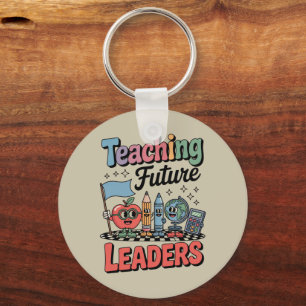 Retro Teaching Future Leaders Groovy Teacher Keychain