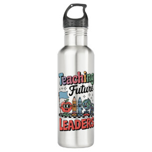 Retro Teaching Future Leaders Groovy Teacher Stainless Steel Water Bottle
