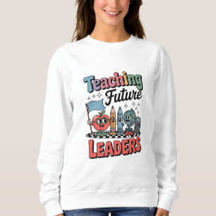 Retro Teaching Future Leaders Groovy Teacher Sweatshirt