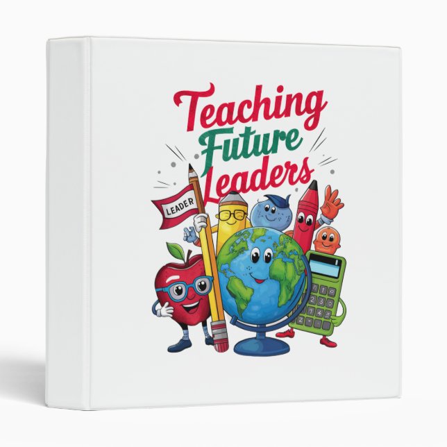 Retro Teaching Future Leaders Teacher School  3 Ring Binder (Front/Spine)