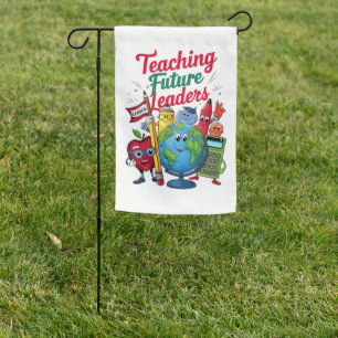 Retro Teaching Future Leaders Teacher School Garden Flag