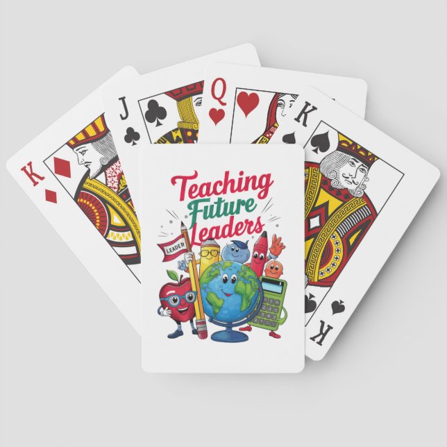Retro Teaching Future Leaders Teacher School  Poker Cards (Back)