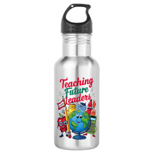 Retro Teaching Future Leaders Teacher School Stainless Steel Water Bottle