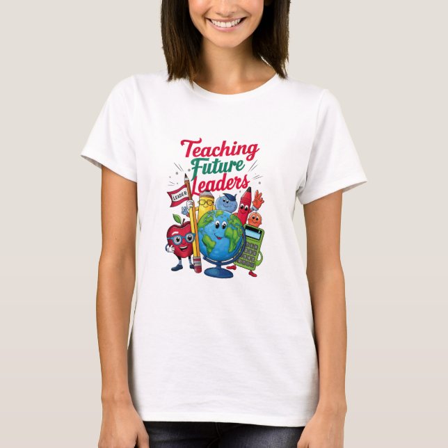 Retro Teaching Future Leaders Teacher School  T-Shirt (Front)
