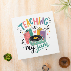 Retro Teaching Is My Jam Vinyl Record Teacher 3 Ring Binder