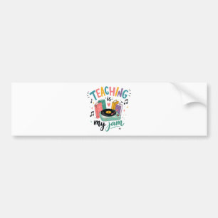 Retro Teaching Is My Jam Vinyl Record Teacher Bumper Sticker