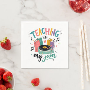 Retro Teaching Is My Jam Vinyl Record Teacher Napkins