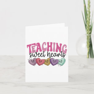 Retro Teaching Sweethearts Candy Heart Teacher Val Card