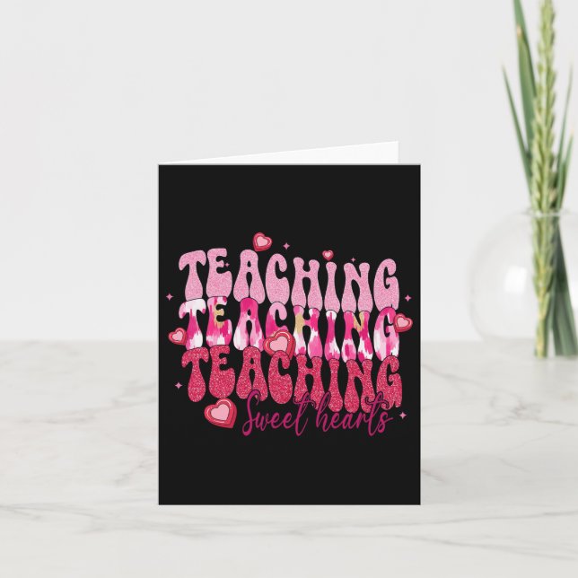 Retro Teaching Sweethearts Candy Heart Teacher Val Card (Front)
