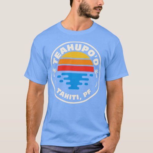 Retro Teahupoo Tahiti Vintage Beach Emblem T_Shirt