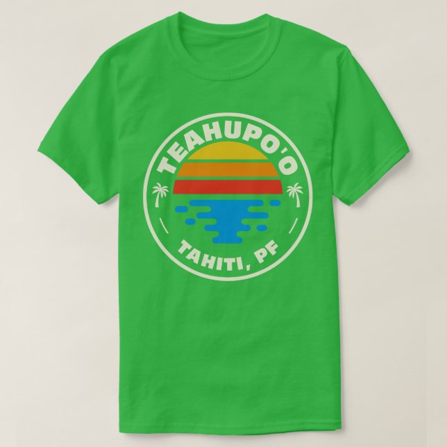 Retro Teahupoo Tahiti Vintage Beach Emblem T-Shirt (Design Front)