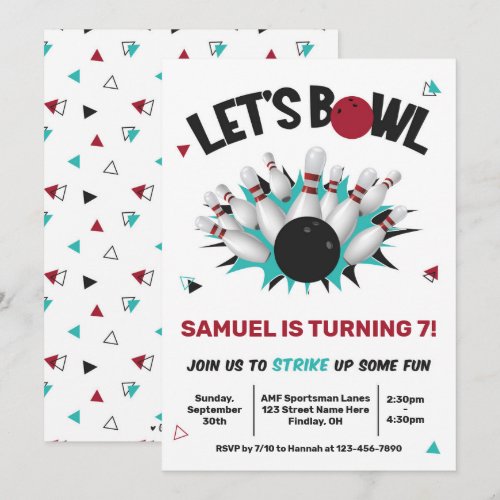 Retro Teal and Red Bowling Birthday Party