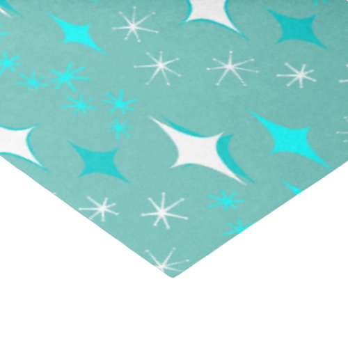 Retro Teal and White Star Pattern Tissue Paper