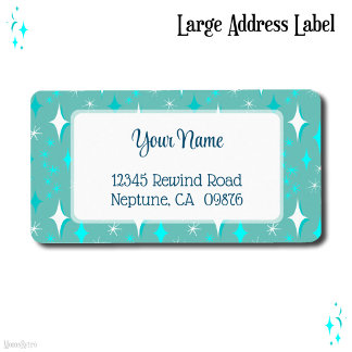 Retro Teal and White Stars Editable Address Label