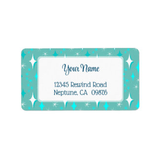 Retro Teal and White Stars Editable Address Label
