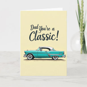Retro Teal Auto Fathers Day Card