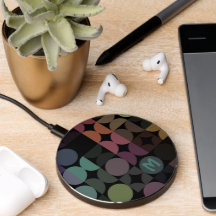 Retro Teal Blue Green Brown Black Pop Art Pattern