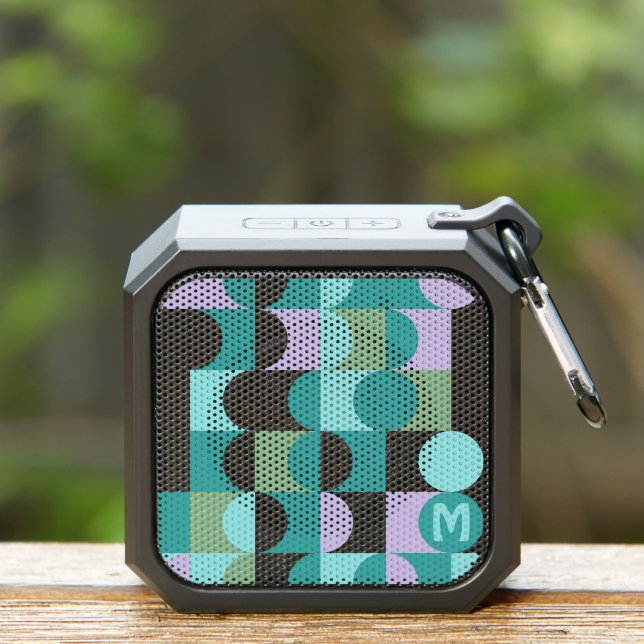 Retro Teal Blue Mint Green Pop Art Pattern Bluetooth Speaker (Insitu(Outdoor))