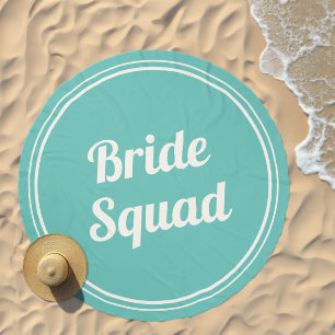 Retro Teal Bride Squad Bridesmaid Beach Towel