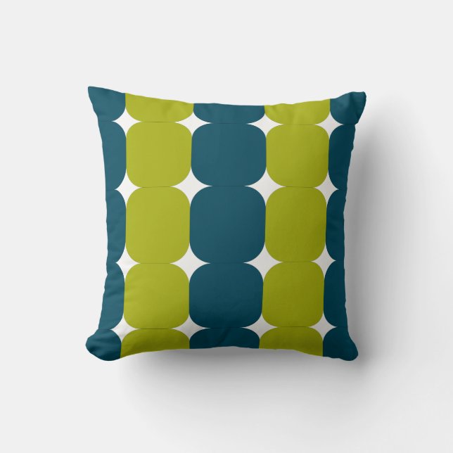 Retro Teal & Chartreuse Throw Pillow (Front)
