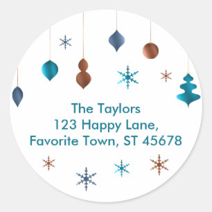 Retro Teal Copper Navy Decor Address Label