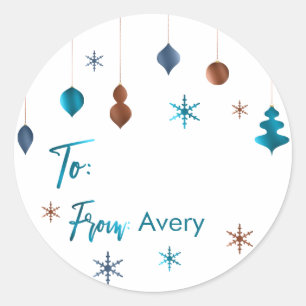 Retro Teal Copper Navy Decor Custom Gift Tag
