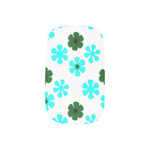 Retro Teal Daisies Minx Nail Art