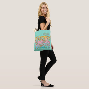 Retro Teal "Forever Chasing Sunsets" Tote Bag