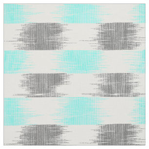Retro teal gray abstract modern ikat pattern fabric