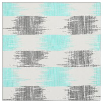 Retro Teal Gray Abstract Modern Ikat Pattern Fabric by pink_water at Zazzle