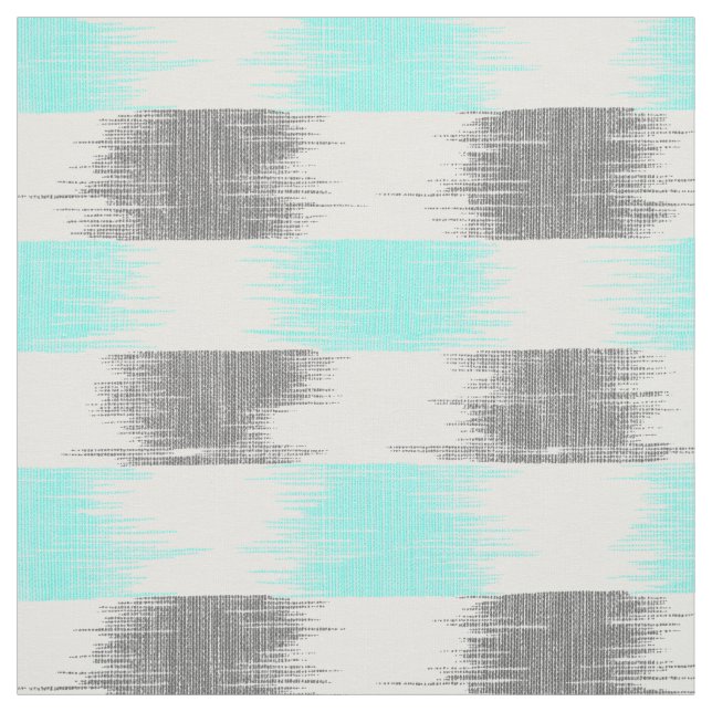 Retro teal gray abstract modern ikat pattern fabric (Swatch)