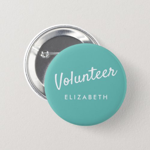 Retro Teal Green Pin_back Volunteer Buttons