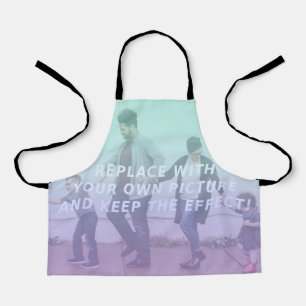 Retro Teal Green & Purple Faded Gradient Custom Apron