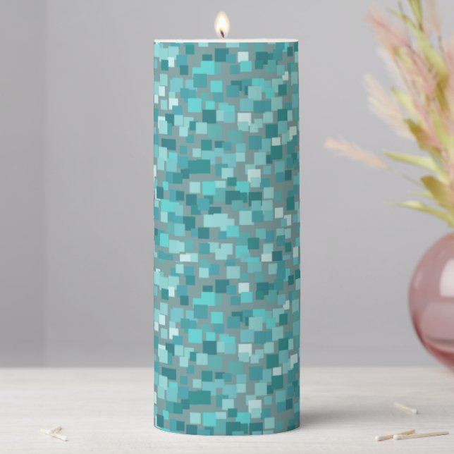 Retro Teal Mosaic Candle  (In Situ)