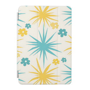 Retro Teal Mustard Floral Burst iPad Mini Cover
