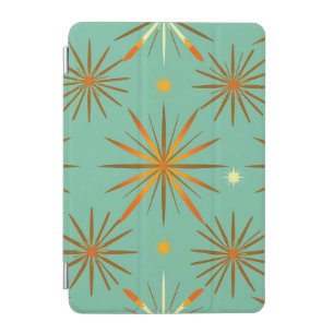 Retro Teal Orange Starburst Pattern iPad Mini Cover