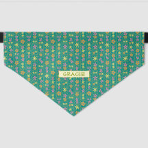 Retro Teal Patchwork Floral Custom Large