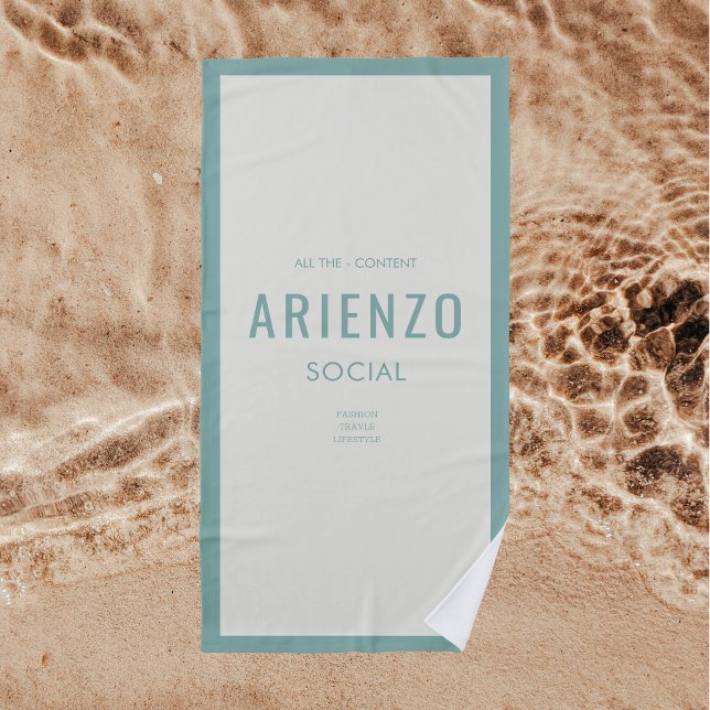 Retro Teal Social Media Influencer Promotional Beach Towel (Creator Uploaded)