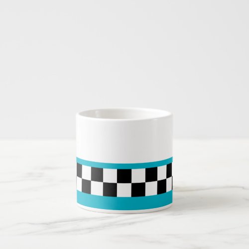 retro teal striped checkers espresso cup