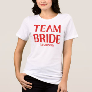 Retro Team Bride Bachelorette Red Pink Tri-Blend Shirt