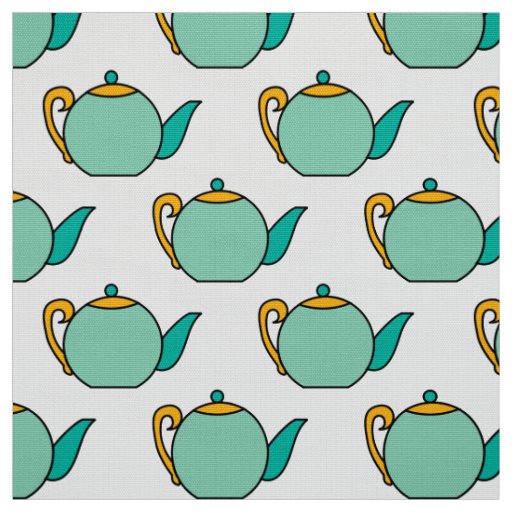 retro teapots pattern fabric