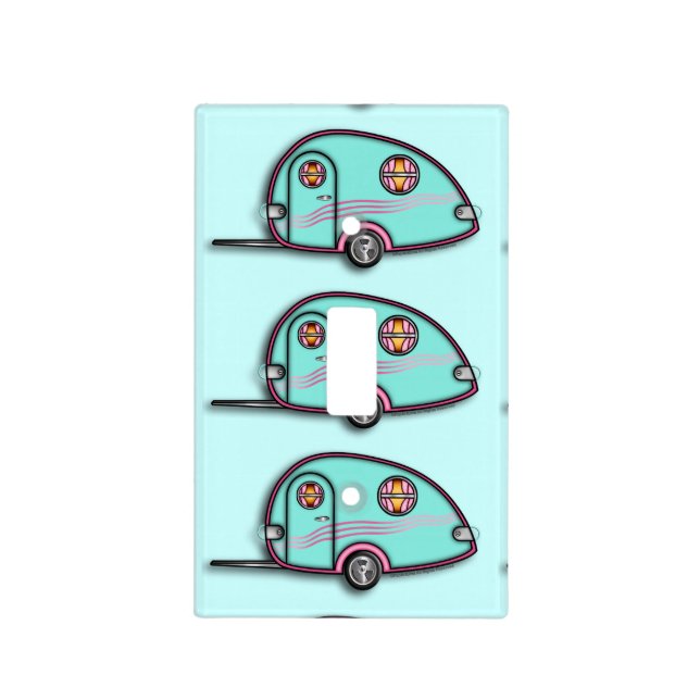 Retro Tear Drop RV Travel Trailer Light Switch Cov (Front)