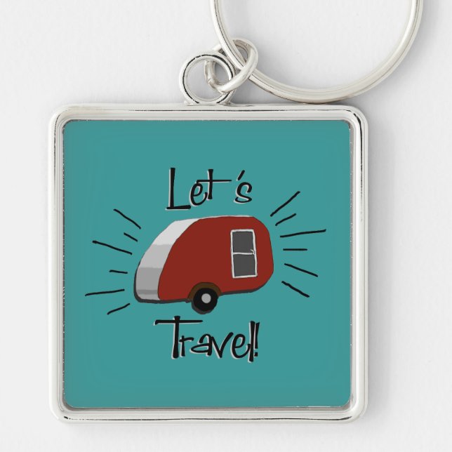 Retro Teardrop Camper Keychain (Front)