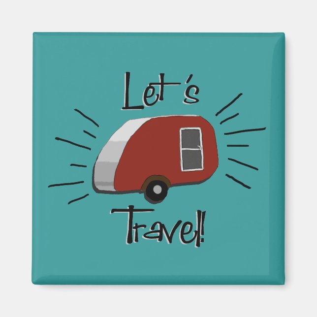 Retro Teardrop Camper Magnet (Front)