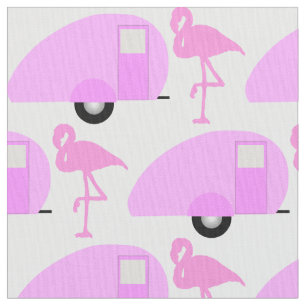 Retro Teardrop Camper Pink Flamingo Fabric
